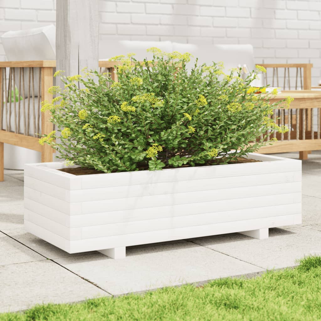 Boîte de planification Vidaxl 90x40x26.5 cm Pine solide blanc