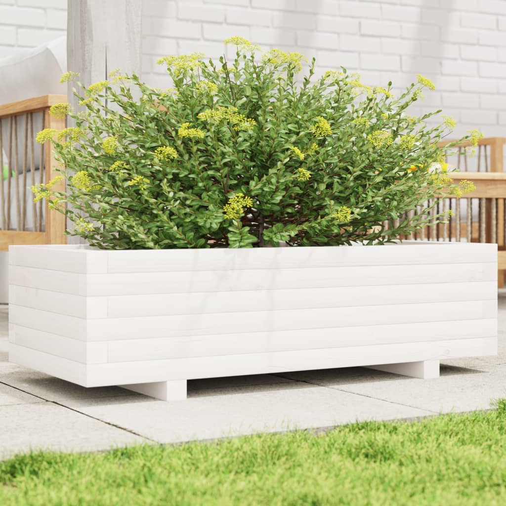 Boîte de planification Vidaxl 90x40x26.5 cm Pine solide blanc