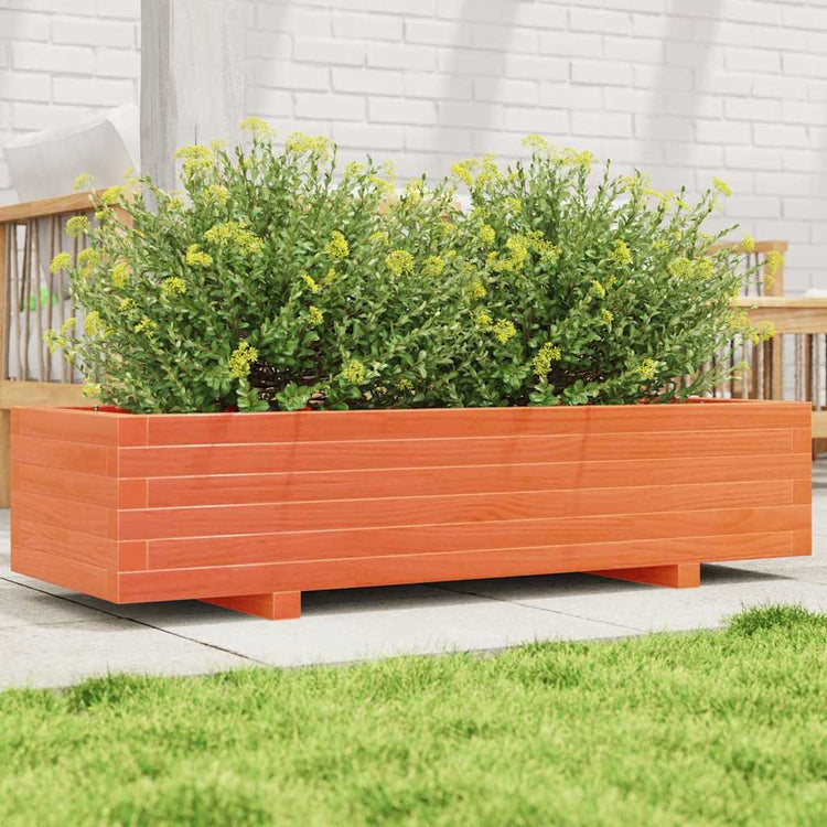 Boîte de planification Vidaxl 110x40x26.5 cm Brunier en pin massif