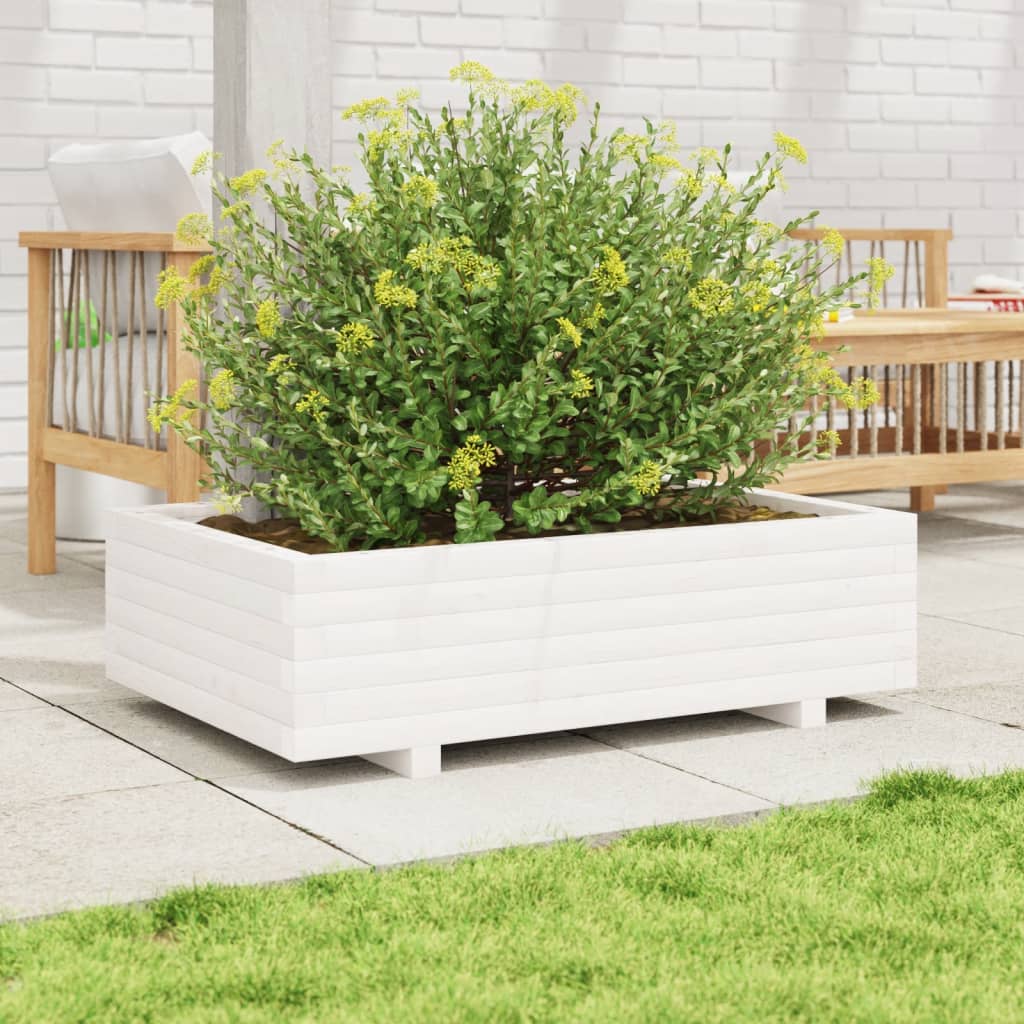 Boîte de planification Vidaxl 90x60x26.5 cm Pine solide blanc