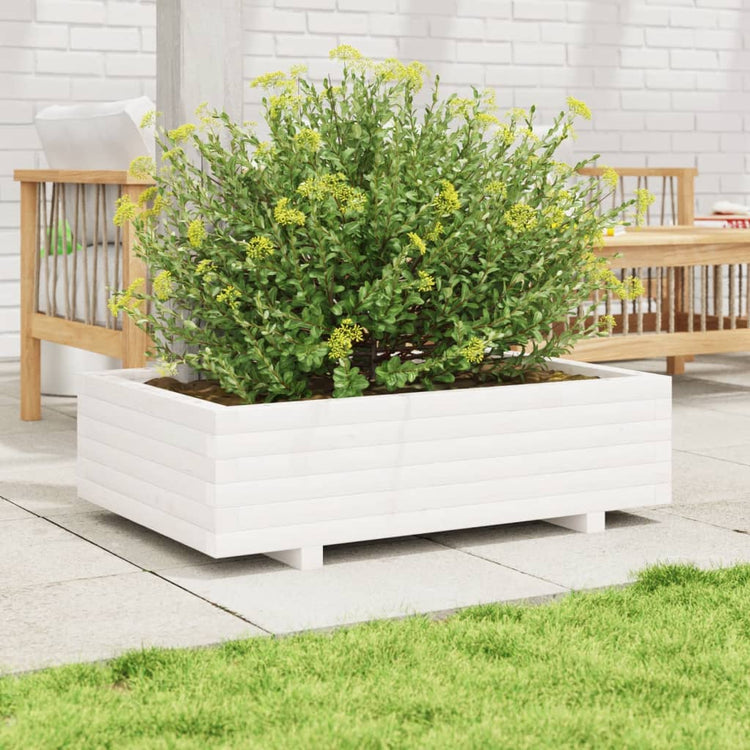 Boîte de planification Vidaxl 90x60x26.5 cm Pine solide blanc