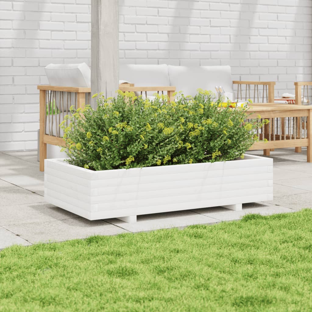 Boîte de planification Vidaxl 110x60x26.5 cm Pine solide blanc
