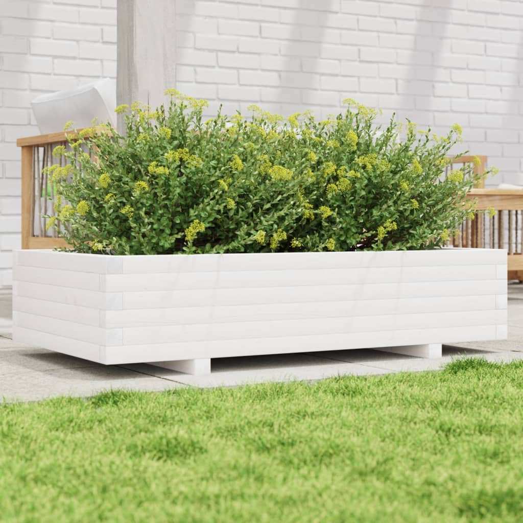 Boîte de planification Vidaxl 110x60x26.5 cm Pine solide blanc