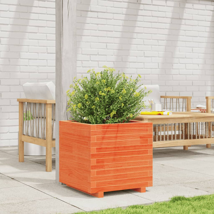 Vidaxx jardinière 50x50x49,5 cm bois de pin massif, marron lavé