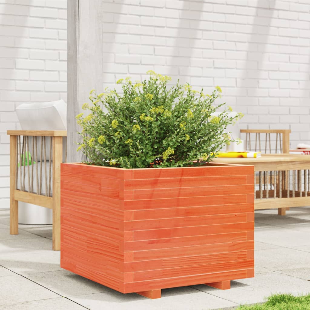 Vidaxx jardinière 60x60x49,5 cm bois de pin massif, marron lavé