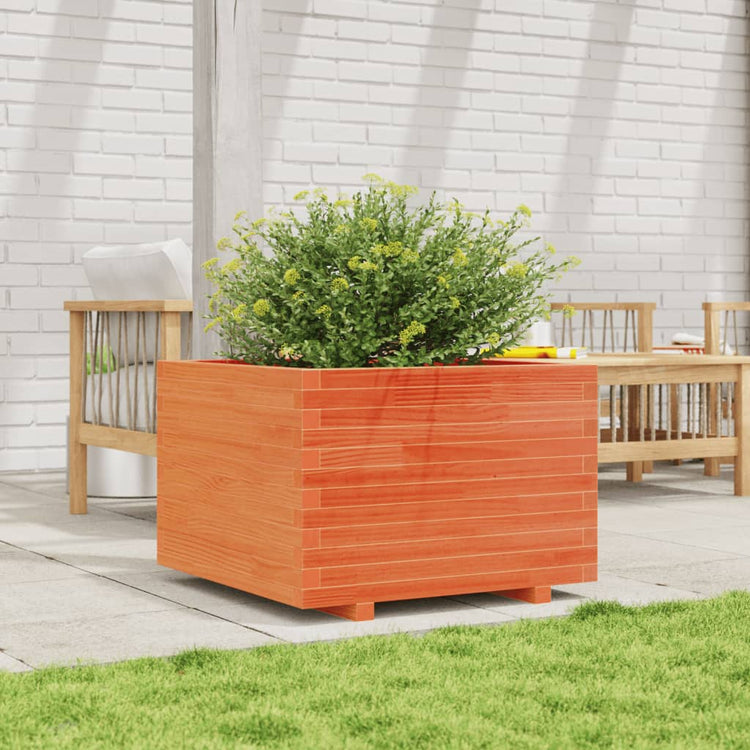 Vidaxl Planter Big 70x70x49.5 cm Solid Pine Wash Brown