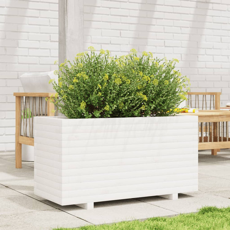 Boîte de planification Vidaxl 90x40x49.5 cm Pine solide blanc