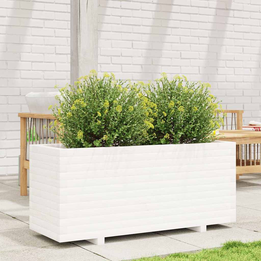 Boîte de planification Vidaxl 110x40x49.5 cm Pine solide blanc