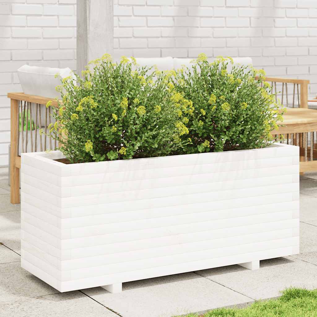Boîte de planification Vidaxl 110x40x49.5 cm Pine solide blanc