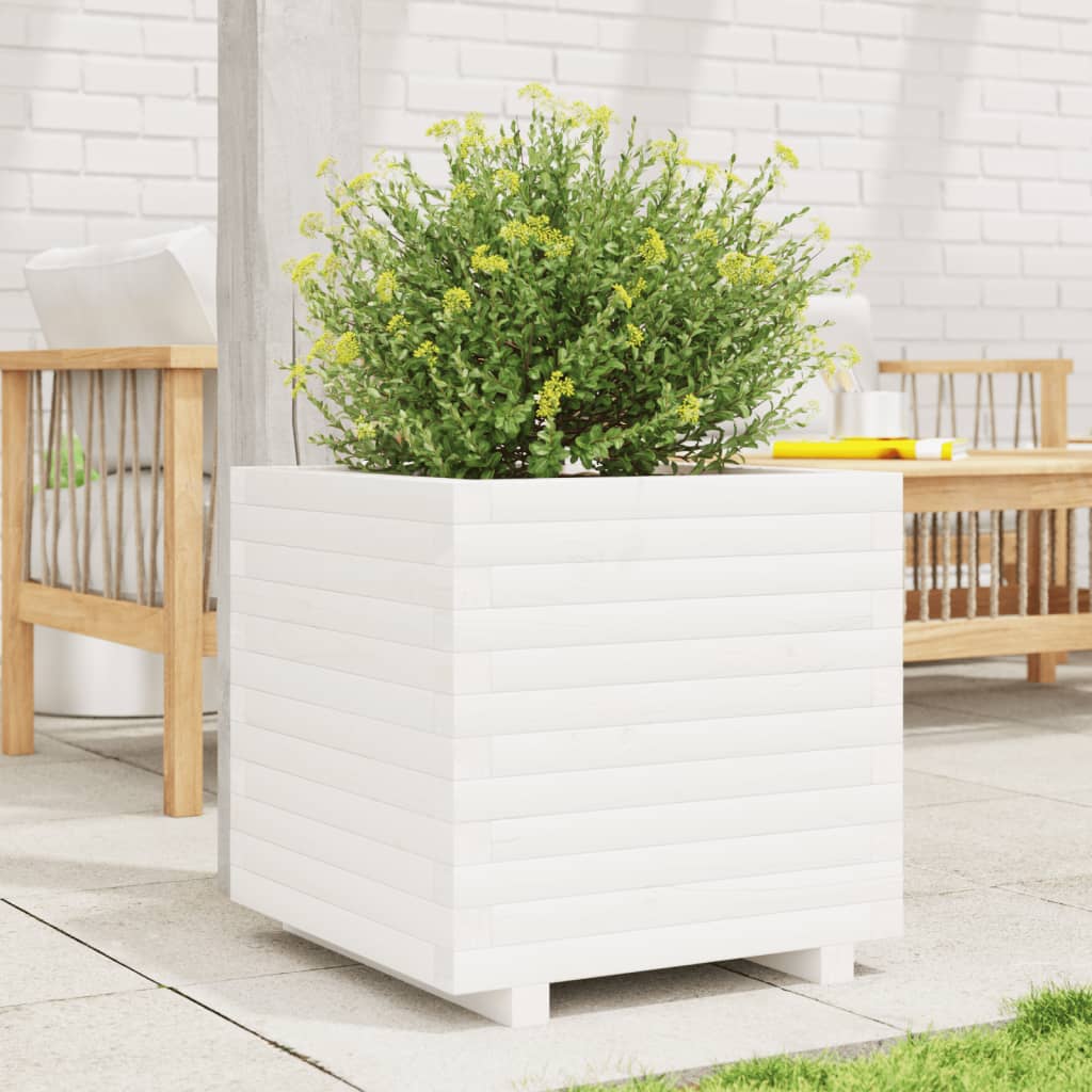 Boîte de planification Vidaxl 50x50x49.5 cm Pine solide blanc