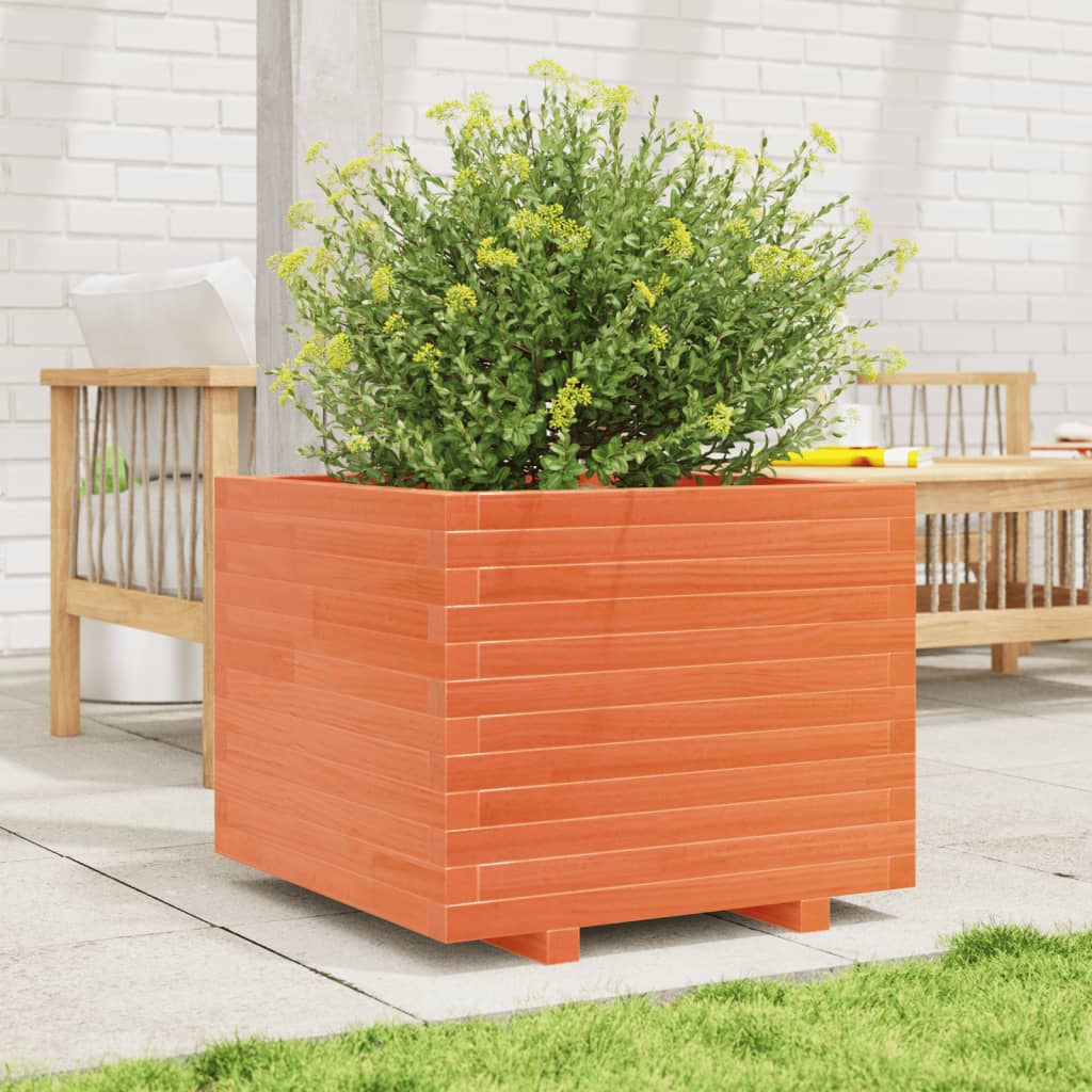 Boîte de planification de Vidaxl 60x60x49.5 cm Brunier en pin massif
