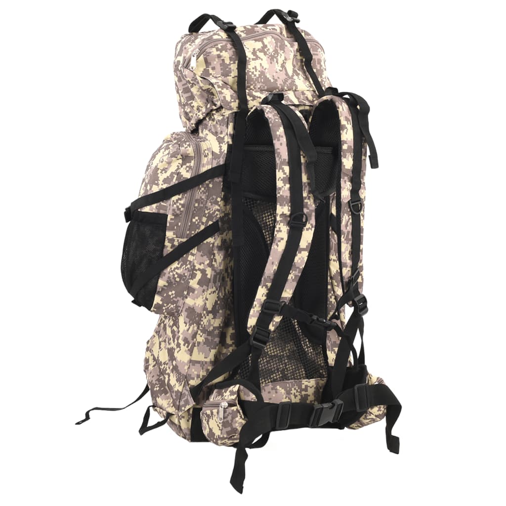 Vidaxl Walking Sac à dos 80 l Camouflage Oxford tissu camelbruin
