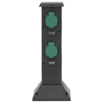 Vidaxl Garden Stop Contact Colonne 4 routes 16x16x39.5 cm noir et vert
