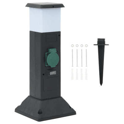 Vidaxl Garden Stop Contact avec la lampe et la goupille de masse à 2 voies 16x16x39.5 cm