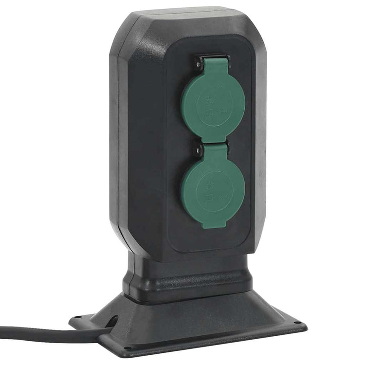 Vidaxl Garden Stop Contact and Ground Pin 2 voies 15,5x11x24 cm noir et vert