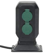 Vidaxl Garden Stop Contact and Ground Pin 2 voies 15,5x11x24 cm noir et vert - afbeelding 2