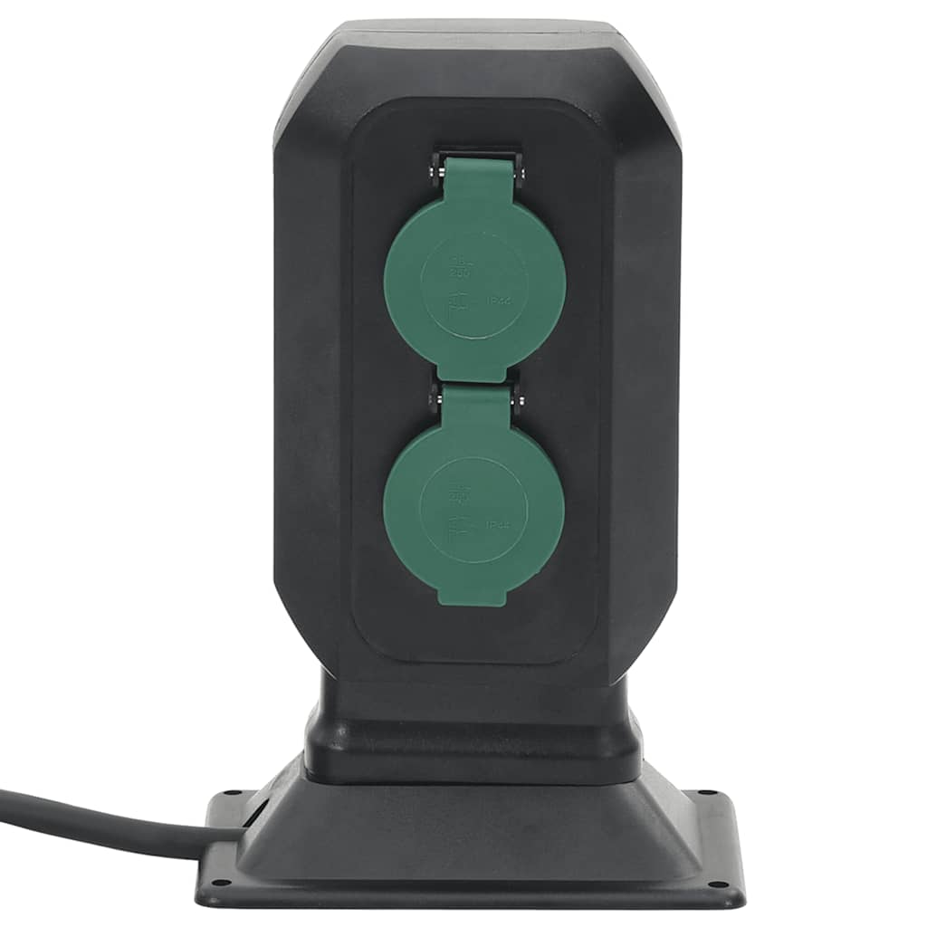 Vidaxl Garden Stop Contact and Ground Pin 2 voies 15,5x11x24 cm noir et vert
