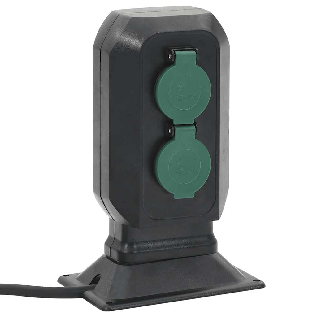 Vidaxl Garden Stop Contact and Ground Pin 4-Way 15.5x11x24 cm noir et vert