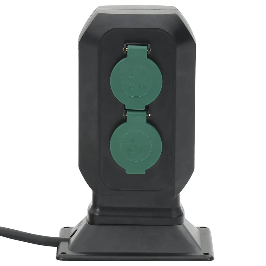 Vidaxl Garden Stop Contact and Ground Pin 4-Way 15.5x11x24 cm noir et vert