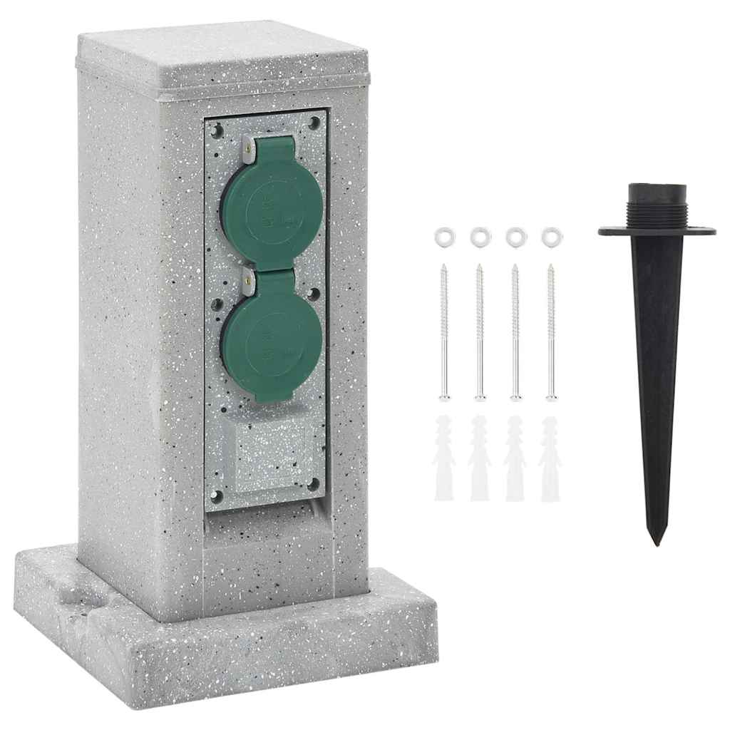 Vidaxl Garden Stop Contact Pin Ground Pin 4 voies Look 16x16x29.5 cm Gray