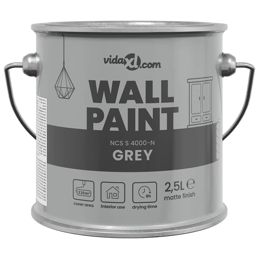 VidaXL peinture murale gris 2,5 l impression murale