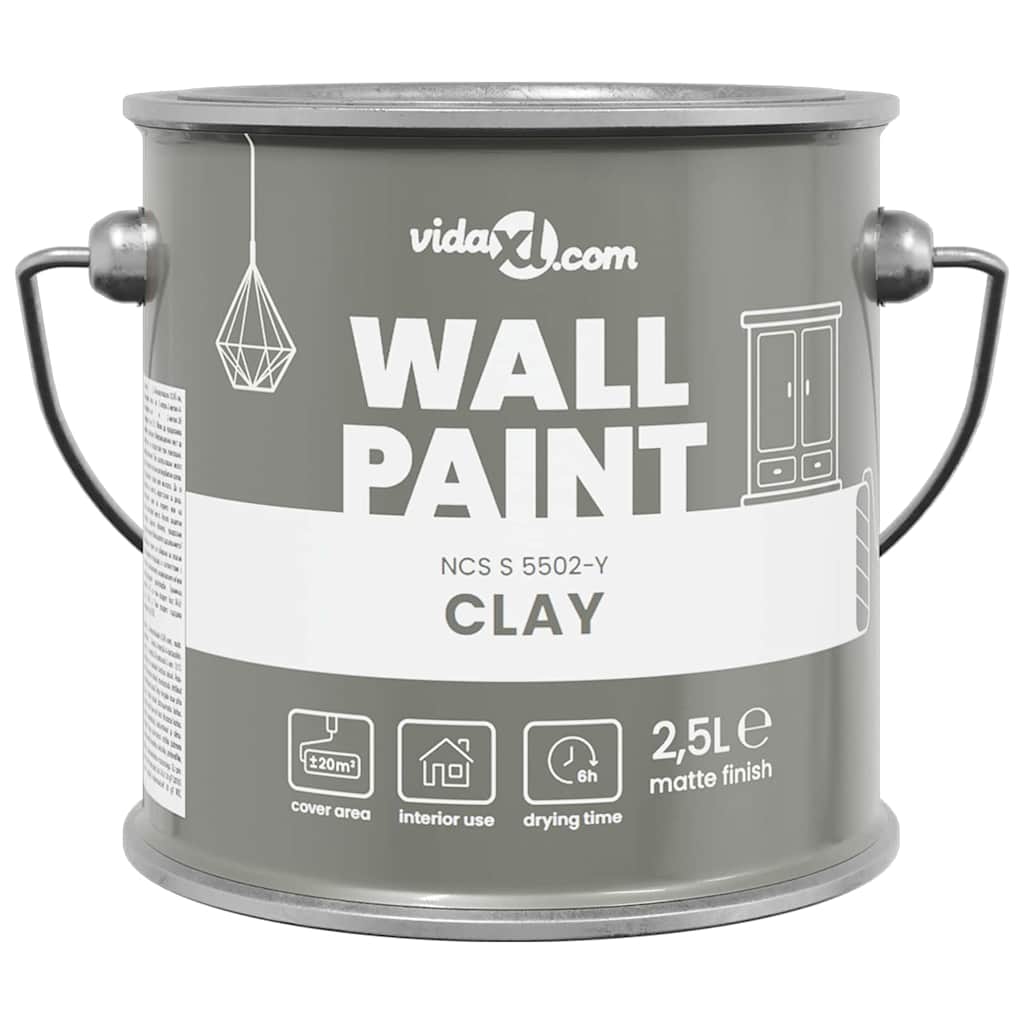 VidaXL peinture murale gris 2,5 l impression murale