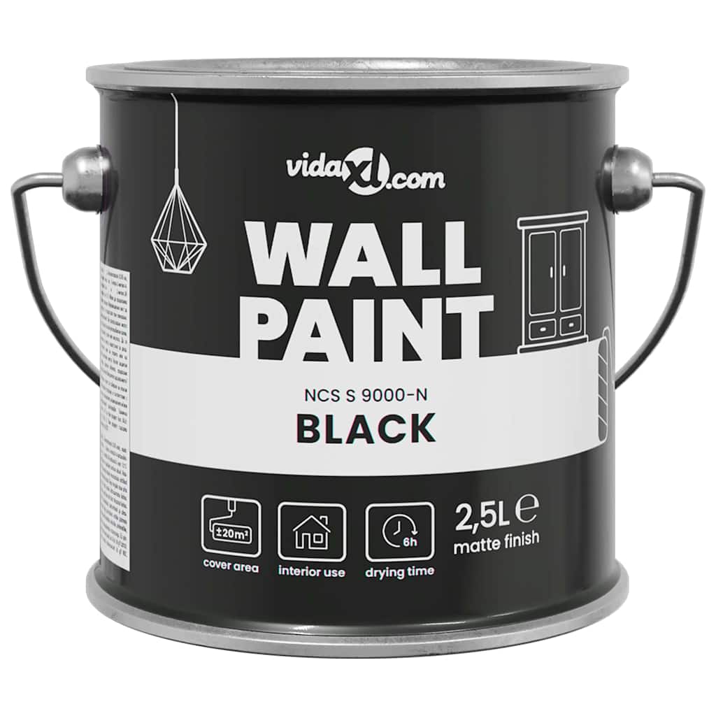 VidaXL peinture murale noir 2,5 l impression murale