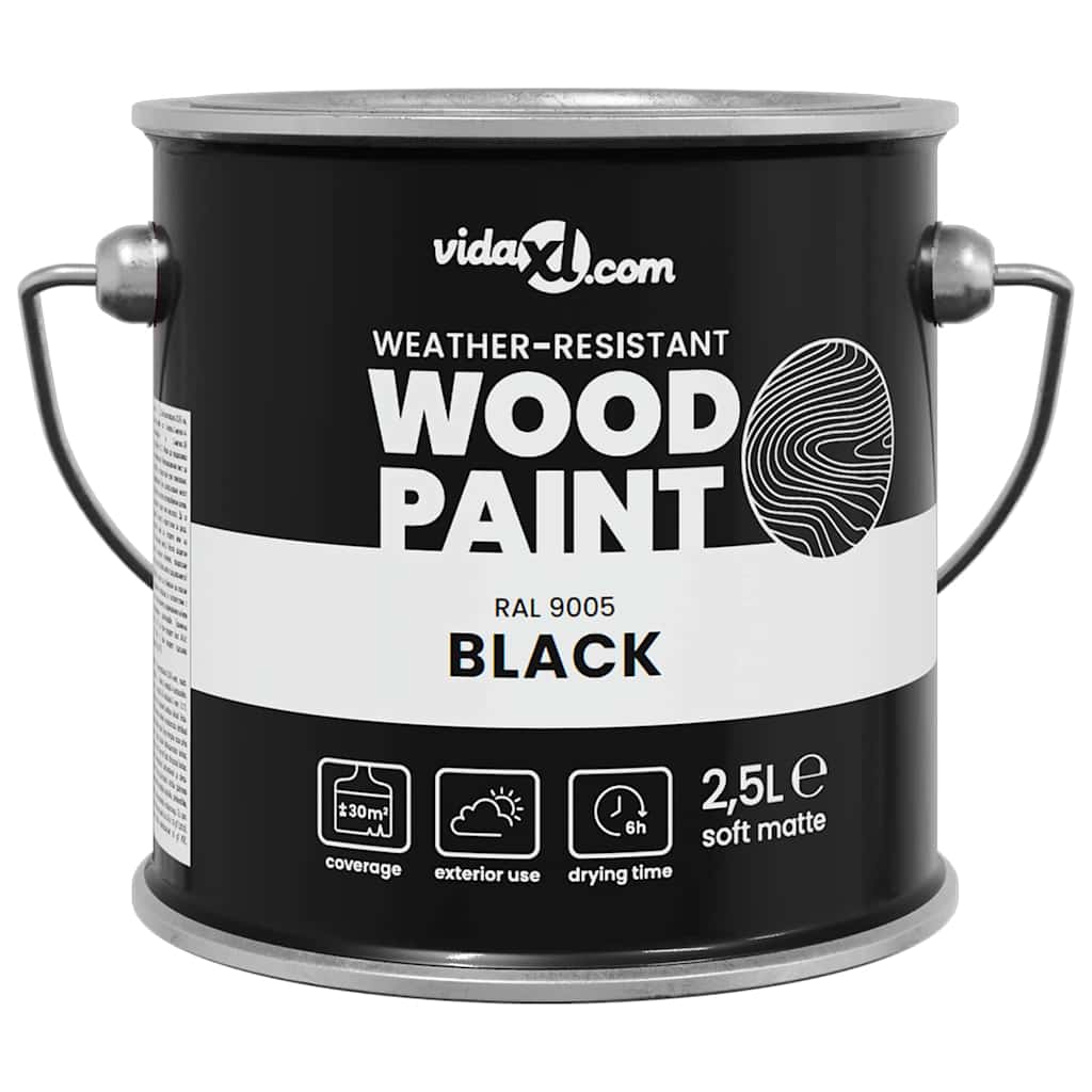 Vidaxxl peinture pour bois noir 16,5 x 16,5 x 16 cm impression murale