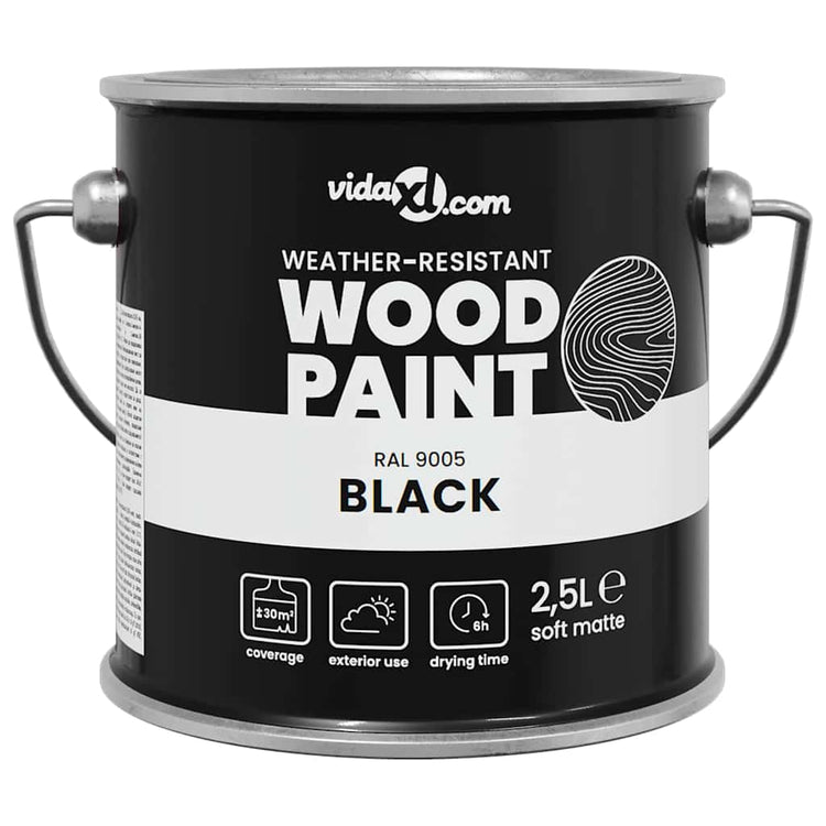 Vidaxxl peinture pour bois noir 16,5 x 16,5 x 16 cm impression murale