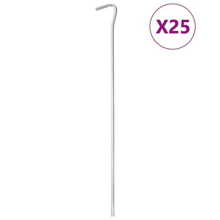 Vidaxl Tent Pegs 25 St Ø5 mm 30 cm Acier galvanisé