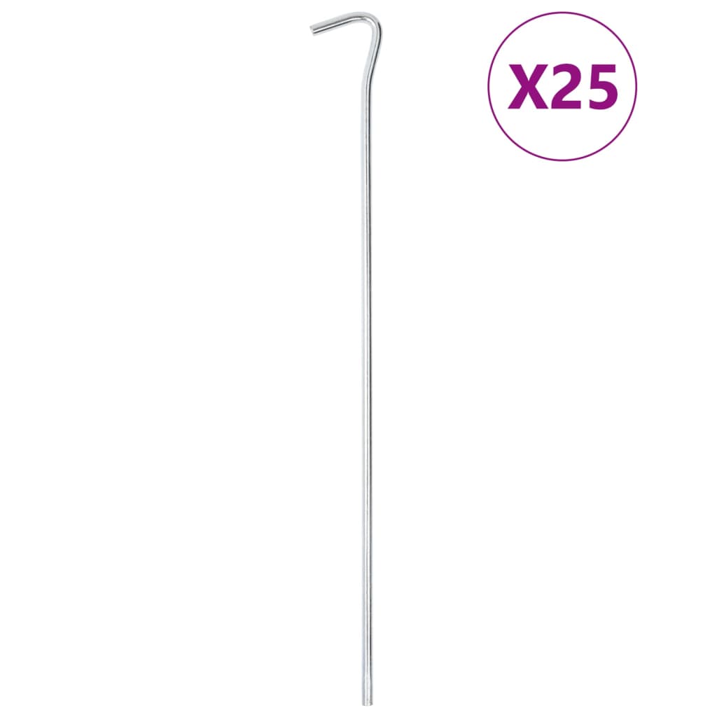 Vidaxl Tent Pegs 25 St Ø7 mm 30 cm Acier galvanisé