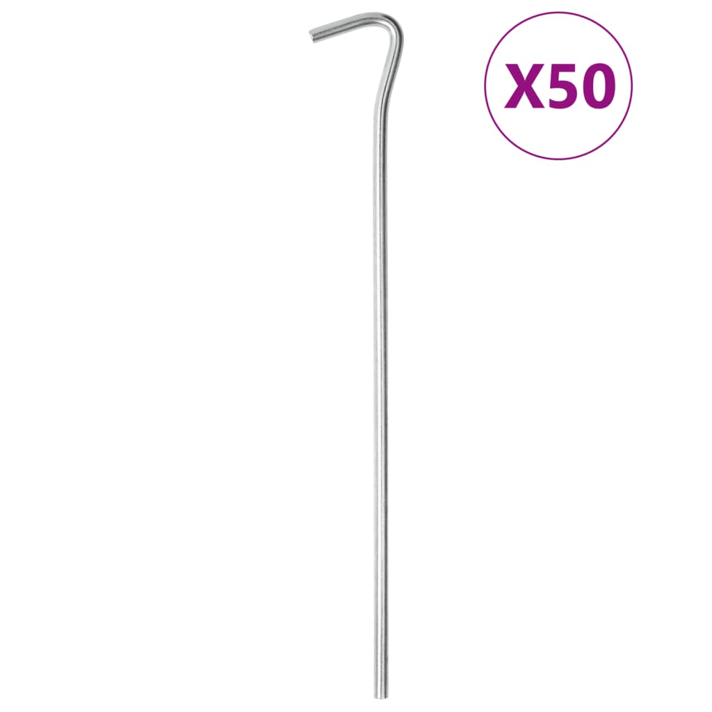Vidaxl Tent Pegs 50 STS Ø5 mm 23 cm Acier galvanisé