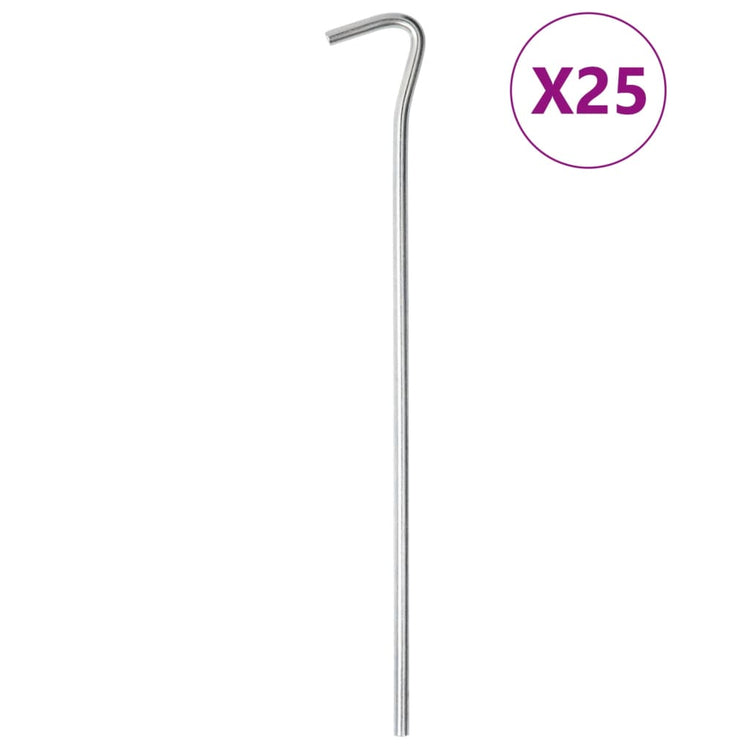 Vidaxl Tente poils 25 sts Ø5 mm 23 cm Acier galvanisé