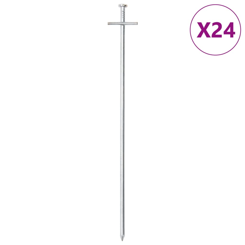 Vidaxl Pergs de tente 24 STS Ø6 mm 29,5 cm en acier galvanisé