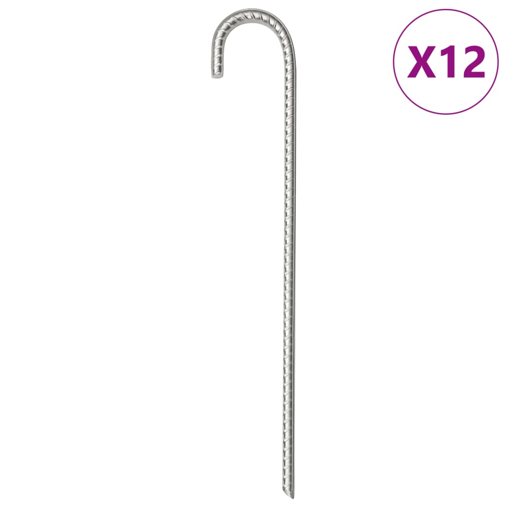 Vidaxl Tent Pegs 12 ST Ø10 mm 37 cm en acier galvanisé