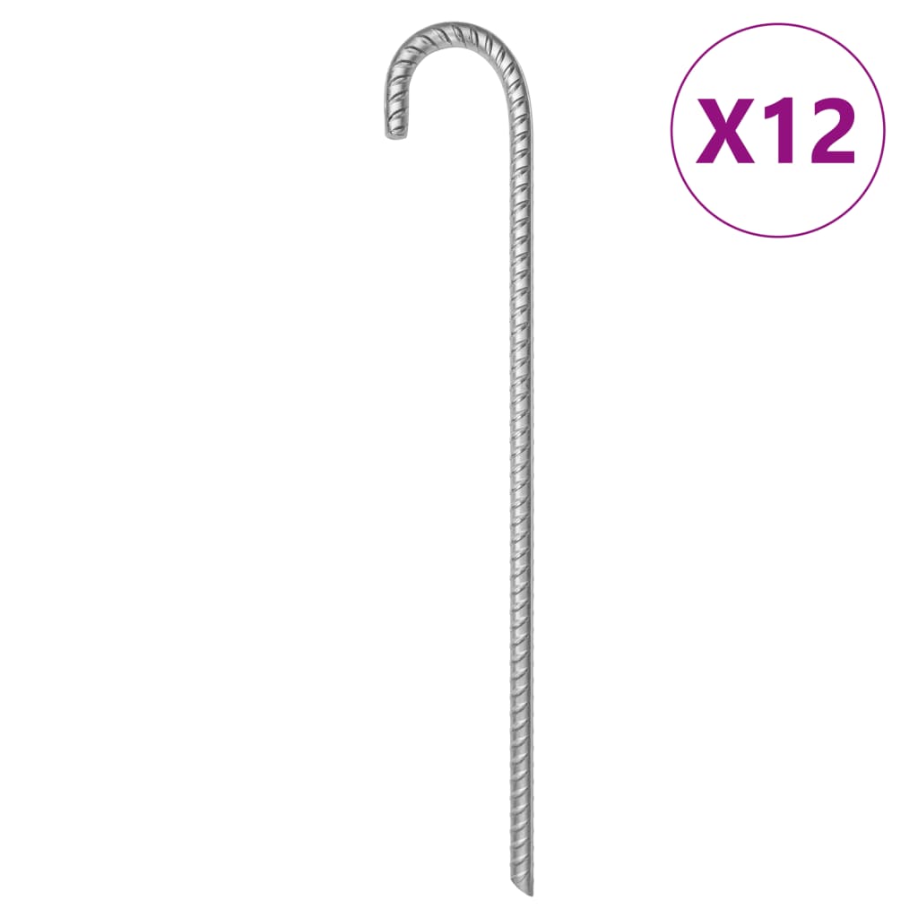 Vidaxl Tent Pegs 12 ST Ø12 MM 41,5 cm en acier galvanisé