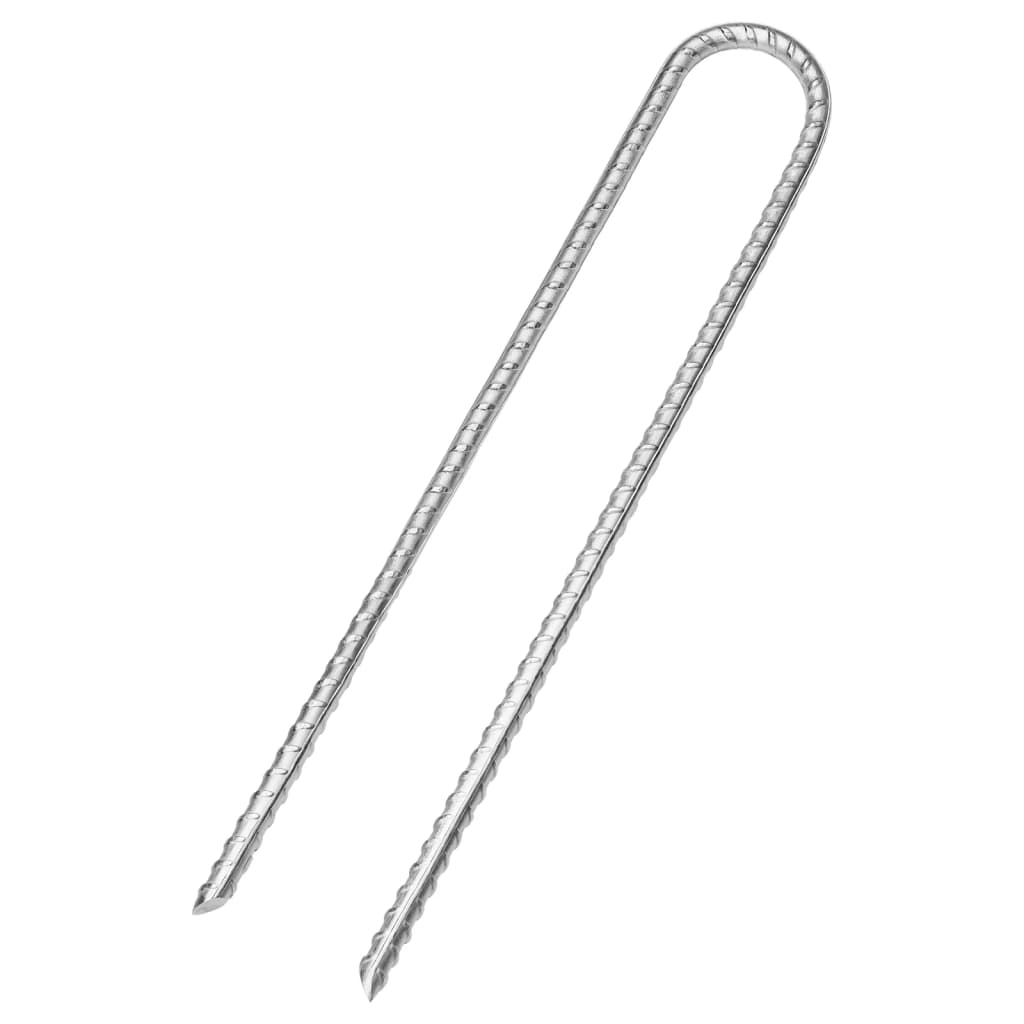 Vidaxl piquets de tente 12 pcs en forme de U ø7 mm 30 cm en acier galvanisé