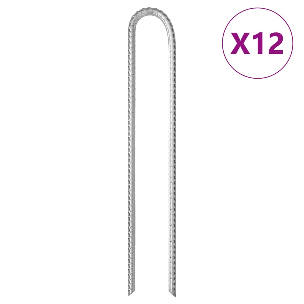 Vidaxl Tente Hairing 12 PCS en forme de U Ø10 mm 37 cm en acier galvanisé