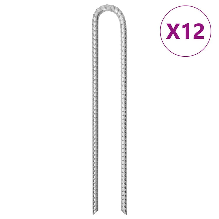 Vidaxl Tent Pegs 12 PCS en forme de U Ø12 mm 41,5 cm en acier galvanisé