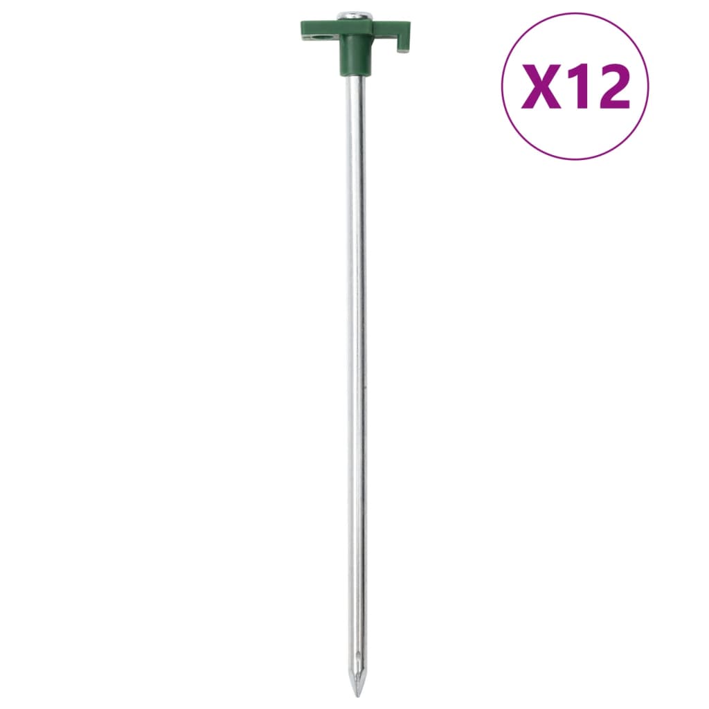 Vidaxl Tent Pegs 12 PCS 7 mm 25 cm Polypropène en acier galvanisé