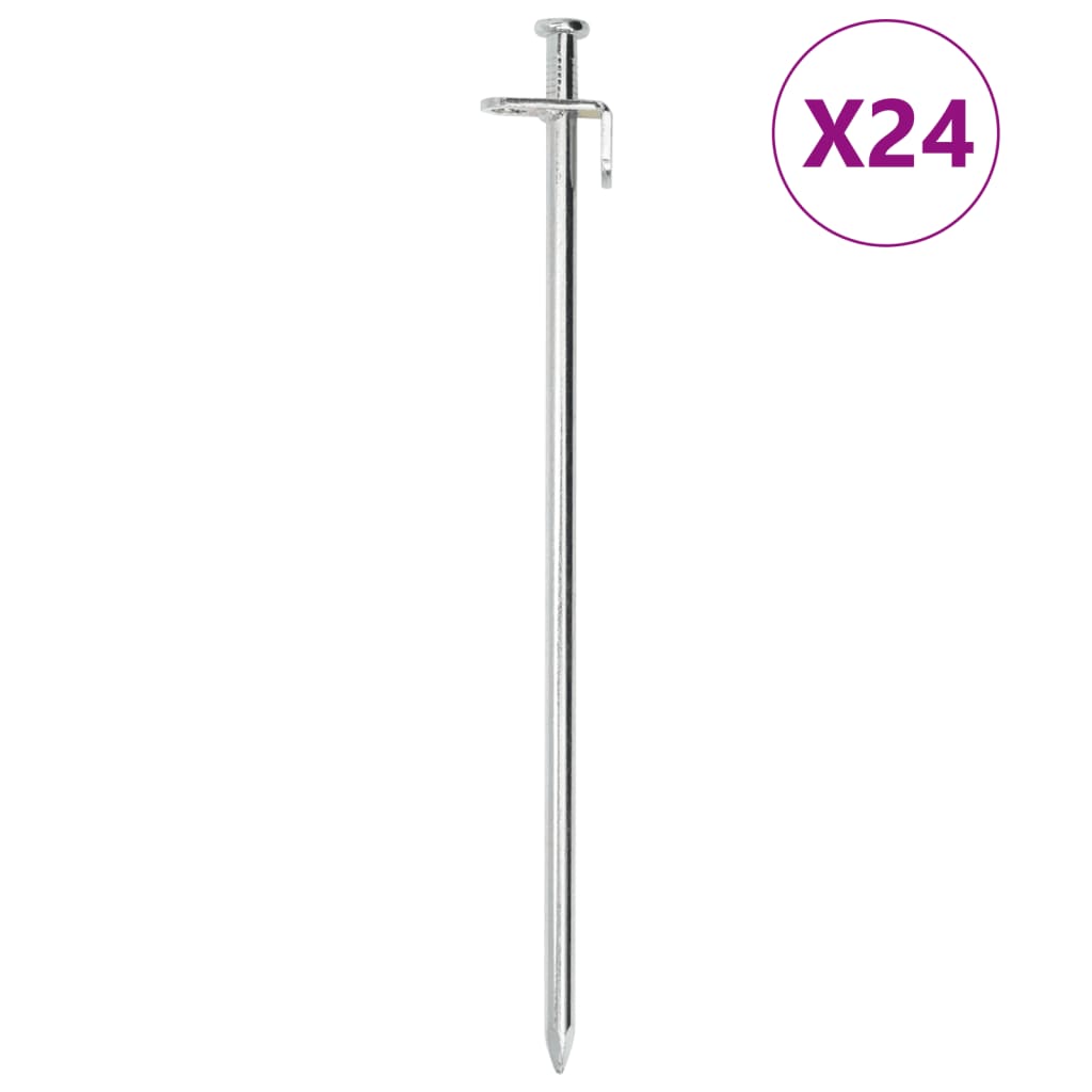Vidaxl Tent Pegs 24 ST 8 mm 30 cm en acier galvanisé