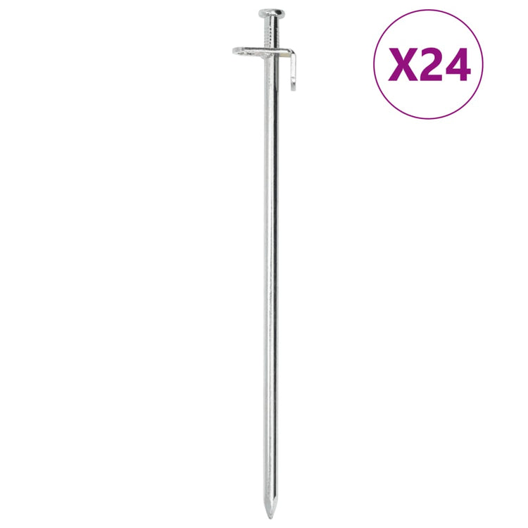 Vidaxl Tent Pegs 24 ST 8 mm 30 cm en acier galvanisé