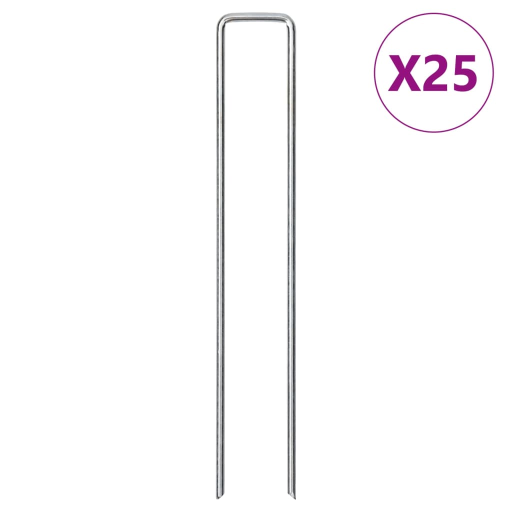 Vidaxx piquets de sol 25 pcs en forme de U 20x4 cm en acier galvanisé