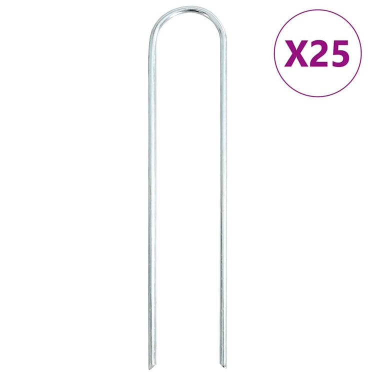 Vidaxx piquets de sol 25 pcs en forme de U 20x3,5 cm en acier galvanisé