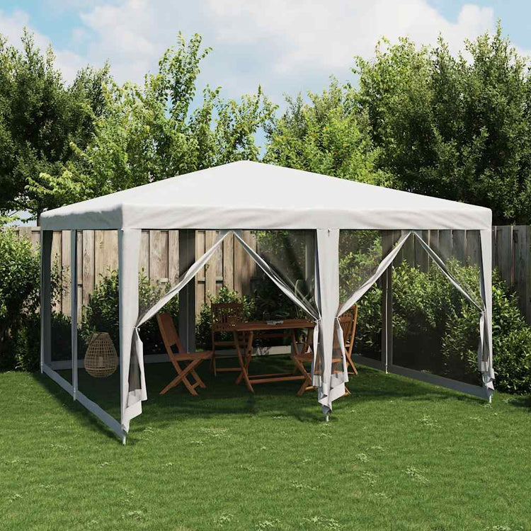 Tente de fête Vidaxl avec 8 murs latéraux de maille 4x4 m HDPE blanc