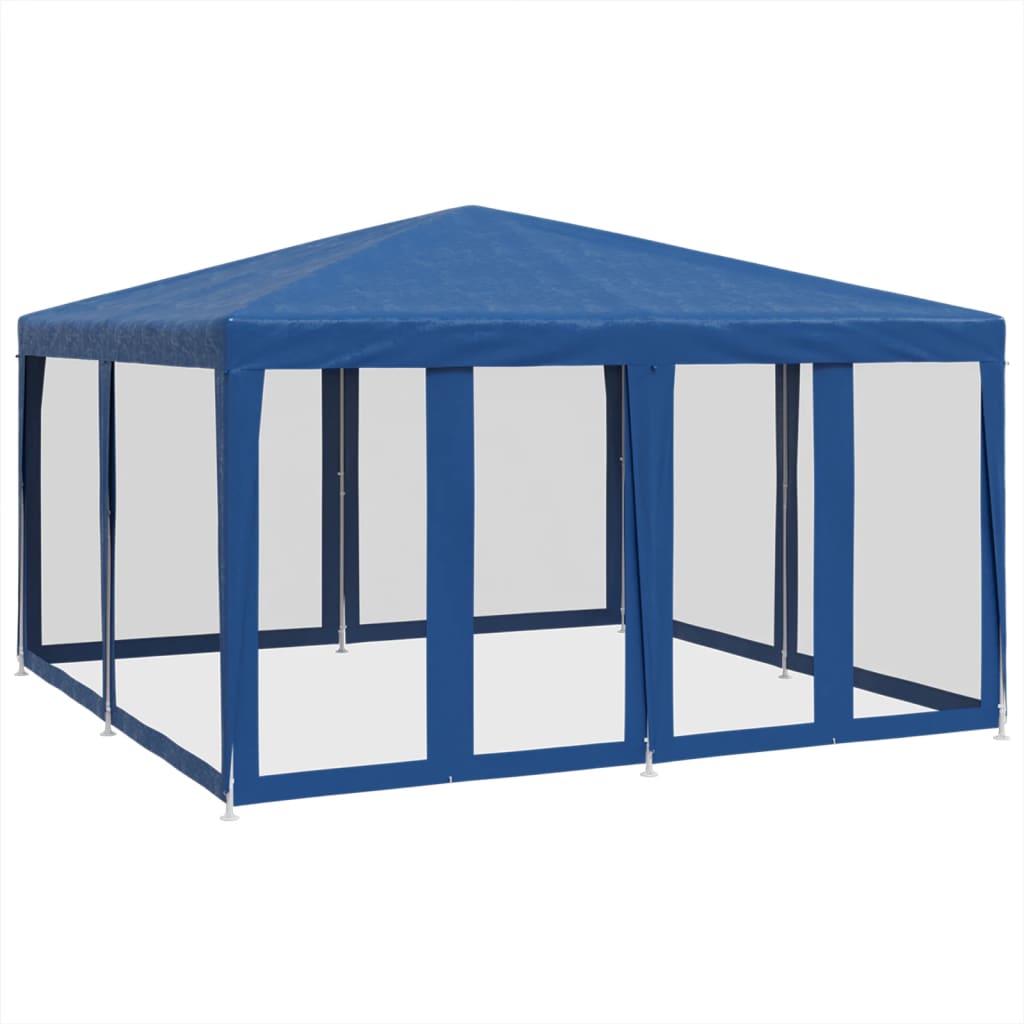 Tente de fête vidaxl avec 8 murs latéraux en mailles 4x4 m en bleu HDPE