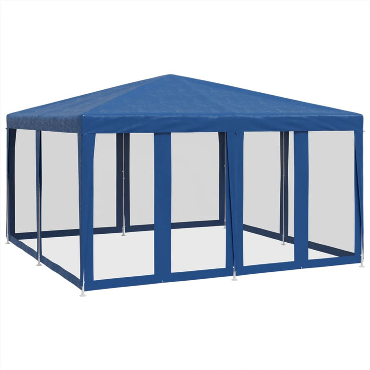Tente de fête vidaxl avec 8 murs latéraux en mailles 4x4 m en bleu HDPE