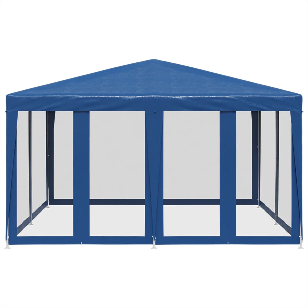 Tente de fête vidaxl avec 8 murs latéraux en mailles 4x4 m en bleu HDPE