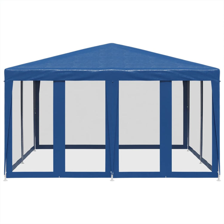 Tente de fête vidaxl avec 8 murs latéraux en mailles 4x4 m en bleu HDPE