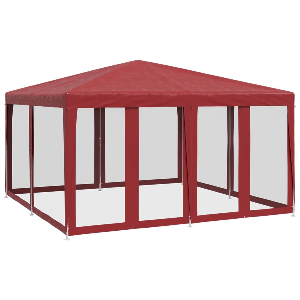 Tente de fête Vidaxl avec 8 murs latéraux en mesh 4x4 m en rouge HDPE